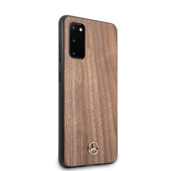 Back panel cover Mercedes-Benz Mercedes Wood Line Walnut Case for Samsung Galaxy S20 - Brown