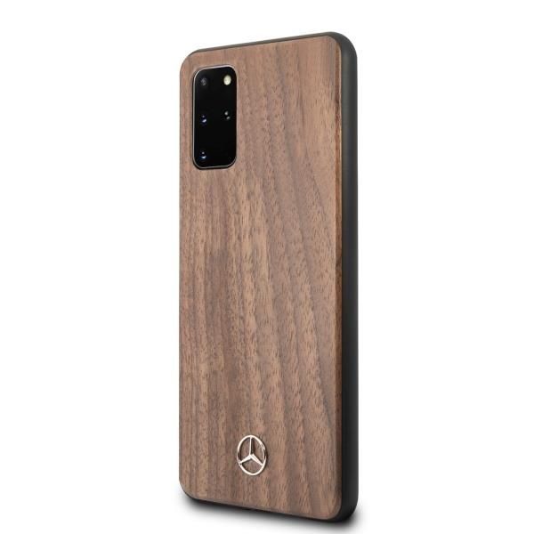 Tagakaaned Mercedes-Benz Mercedes Wood Line Walnut Case for Samsung Galaxy S20+ - Brown