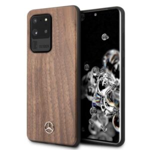 Aizmugurējais vāciņš Mercedes-Benz  Mercedes Wood Line Walnut Case for Samsung Galaxy S20 Ultra - Brown 