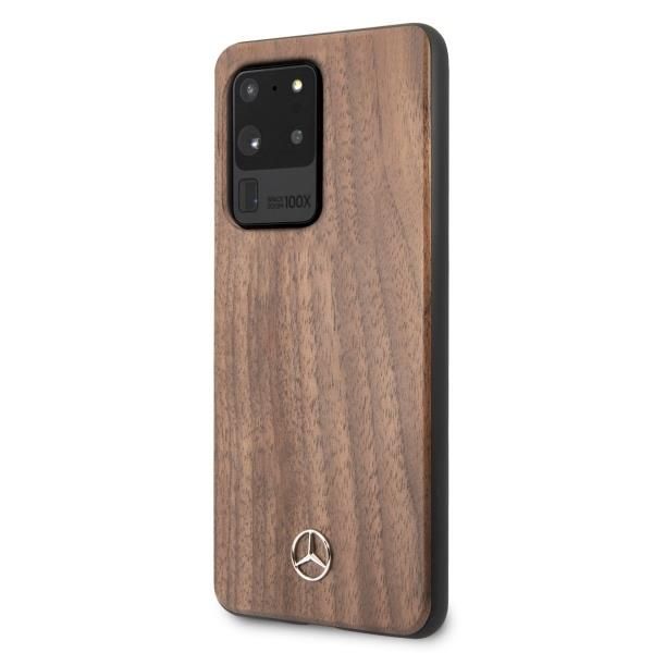 Tagakaaned Mercedes-Benz Mercedes Wood Line Walnut Case for Samsung Galaxy S20 Ultra - Brown