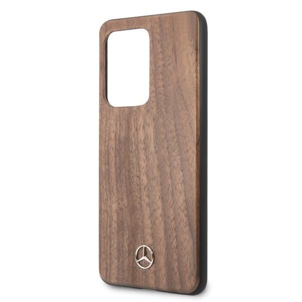 Tagakaaned Mercedes-Benz Mercedes Wood Line Walnut Case for Samsung Galaxy S20 Ultra - Brown
