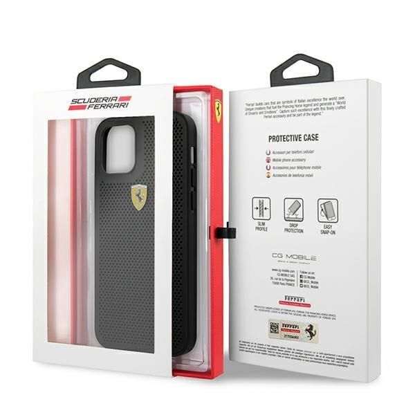 Tagakaaned Ferrari Ferrari FESPEHCP12MBK iPhone 12/12 Pro 6.1" black/black hardcase On Track Perforated