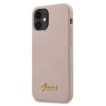 Back panel cover Guess  Guess GUHCP12SLSLMGLP iPhone 12 mini 5.4" light pink/light pink hardcase Silicone Script Gold Logo