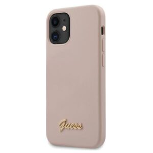 Aizmugurējais vāciņš Guess  Guess GUHCP12SLSLMGLP iPhone 12 mini 5.4" light pink/light pink hardcase Silicone Script Gold Logo
