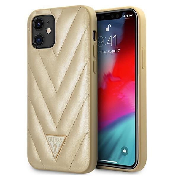 Aizmugurējais vāciņš Guess Guess GUHCP12SPUVQTMLBE iPhone 12 mini 5.4" gold/gold hardcase V-Quilted Collection