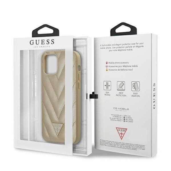 Aizmugurējais vāciņš Guess Guess GUHCP12SPUVQTMLBE iPhone 12 mini 5.4" gold/gold hardcase V-Quilted Collection