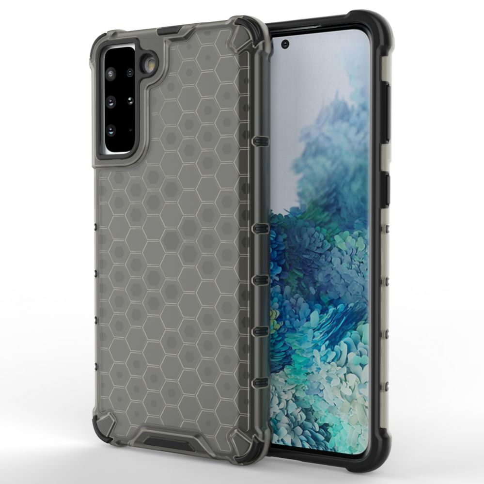 Aizmugurējais vāciņš Hurtel Honeycomb Case armor cover with TPU Bumper for Samsung Galaxy S21+ 5G (S21 Plus 5G) black