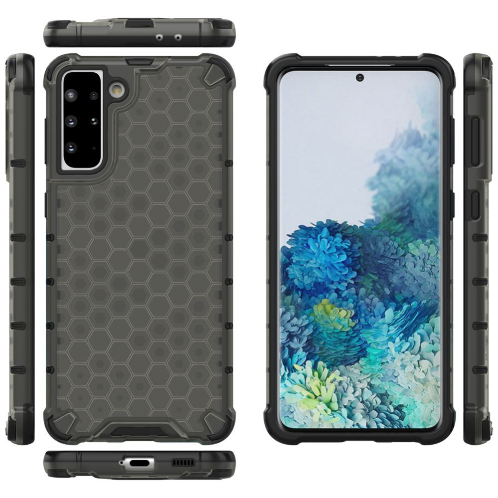 Aizmugurējais vāciņš Hurtel Honeycomb Case armor cover with TPU Bumper for Samsung Galaxy S21+ 5G (S21 Plus 5G) black