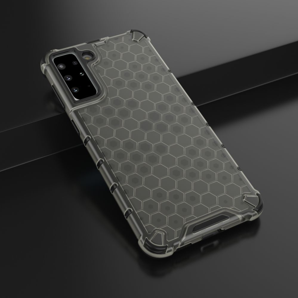 Aizmugurējais vāciņš Hurtel Honeycomb Case armor cover with TPU Bumper for Samsung Galaxy S21+ 5G (S21 Plus 5G) black
