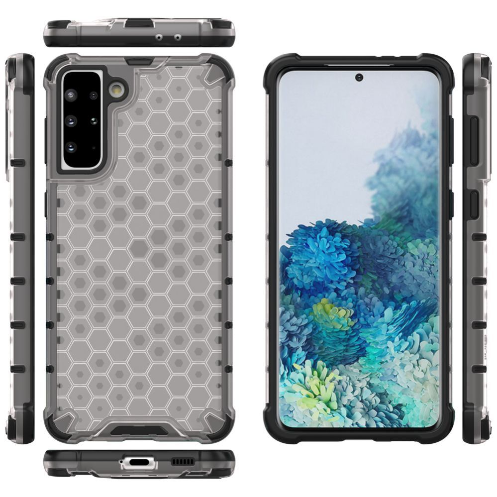 Aizmugurējais vāciņš Hurtel Honeycomb Case armor cover with TPU Bumper for Samsung Galaxy S21+ 5G (S21 Plus 5G) transparent