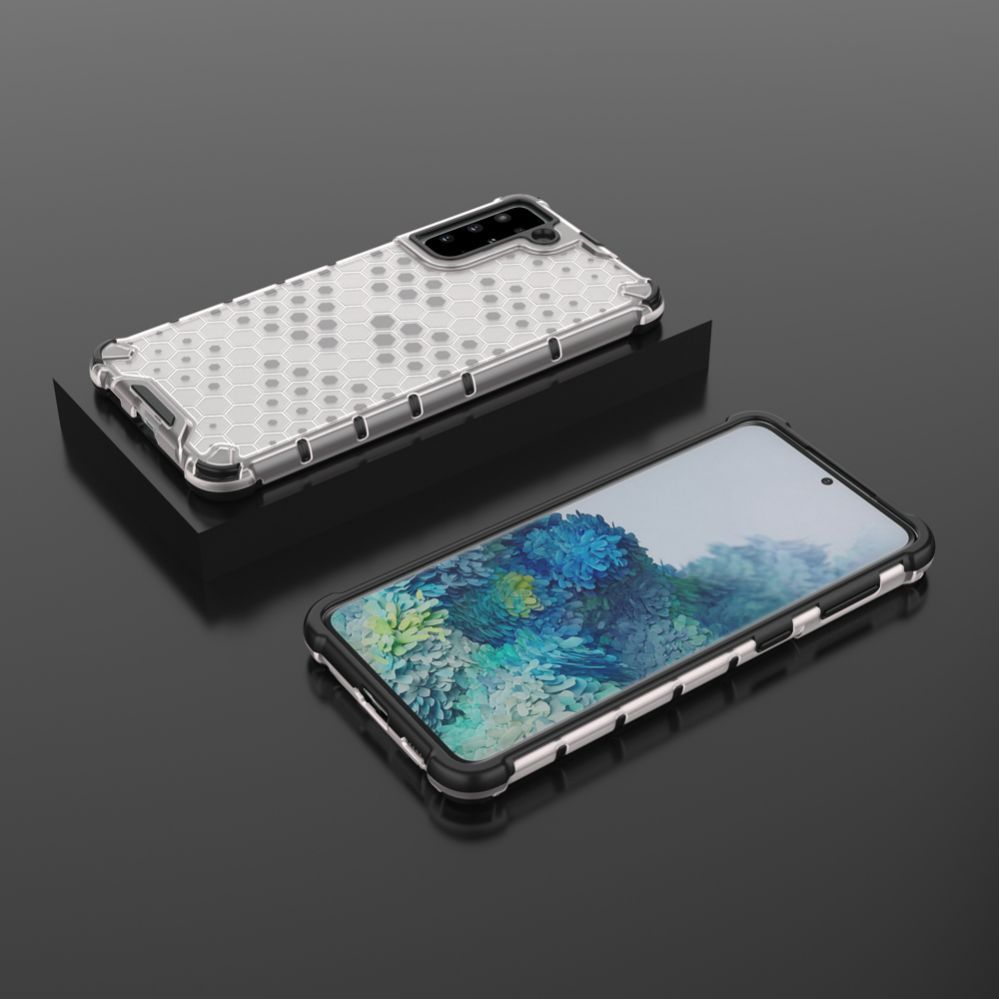 Aizmugurējais vāciņš Hurtel Honeycomb Case armor cover with TPU Bumper for Samsung Galaxy S21+ 5G (S21 Plus 5G) transparent