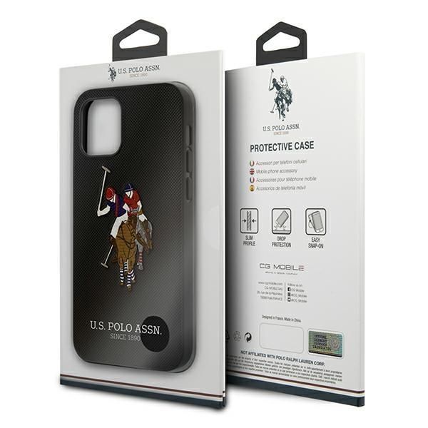 Nugarėlės dėklai U.S. Polo PU US Polo USHCP12MPUGFLBK iPhone 12/12 Pro 6.1" black/black Polo Embroidery Collection