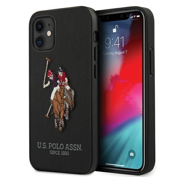 Nugarėlės dėklai U.S. Polo PU US Polo USHCP12SPUGFLBK iPhone 12 mini 5,4" czarny/black Polo Embroidery Collection