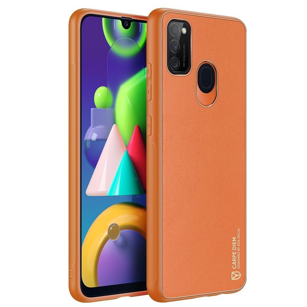 Back panel cover Dux Ducis Dux Ducis Yolo elegant case made of soft TPU and PU leather for Samsung Galaxy M30s orange
