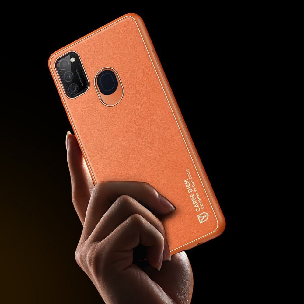 Back panel cover Dux Ducis Dux Ducis Yolo elegant case made of soft TPU and PU leather for Samsung Galaxy M30s orange