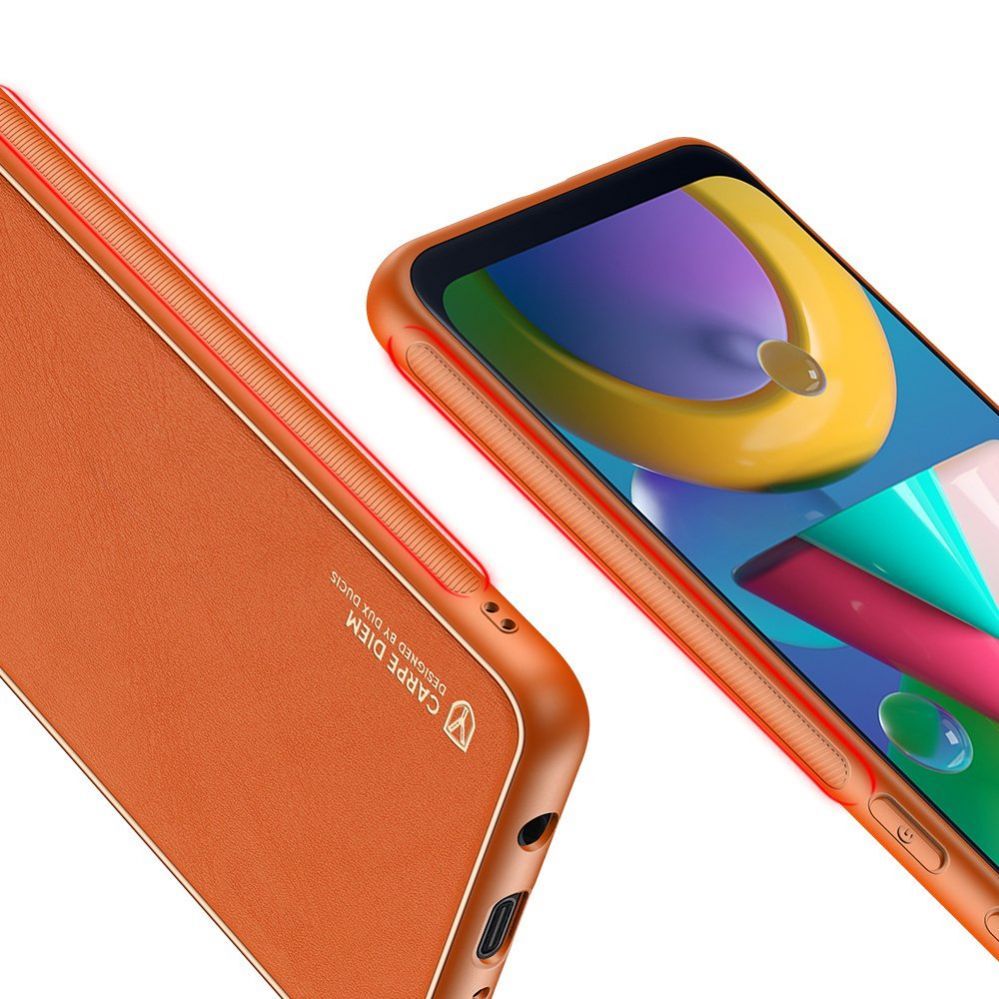 Back panel cover Dux Ducis Dux Ducis Yolo elegant case made of soft TPU and PU leather for Samsung Galaxy M30s orange