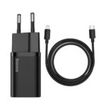 Adapteriai Baseus  Baseus Super Si 1C fast charger USB Type C 20W Power Delivery + USB Type C - Lightning cable 1m black (TZCCSUP-B01) 