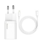 Adapteris Baseus  Baseus Super Si 1C fast charger USB Type C 20W Power Delivery + USB Type C - Lightning cable 1m white (TZCCSUP-B02)