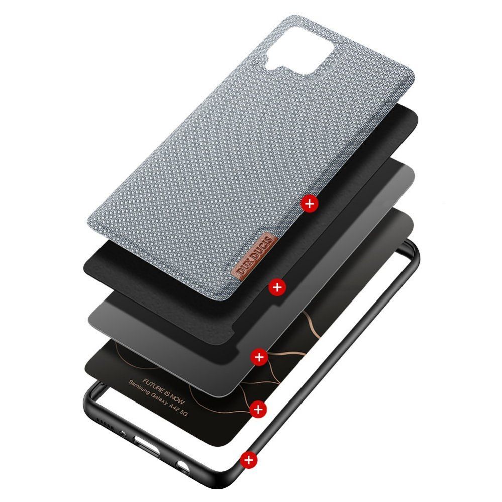 Tagakaaned Dux Ducis Dux Ducis Fino case covered with nylon material for Samsung Galaxy A42 5G gray
