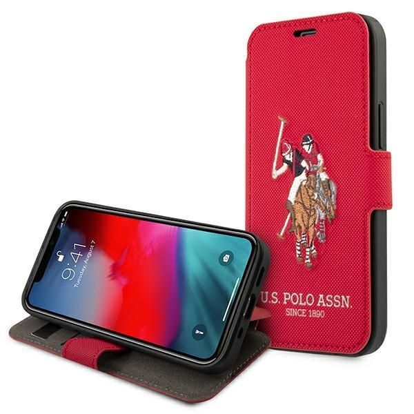 Nugarėlės dėklai U.S. Polo PU US Polo USFLBKP12LPUGFLRE iPhone 12 Pro Max 6,7" czerwony/red book Polo Embroidery Collection
