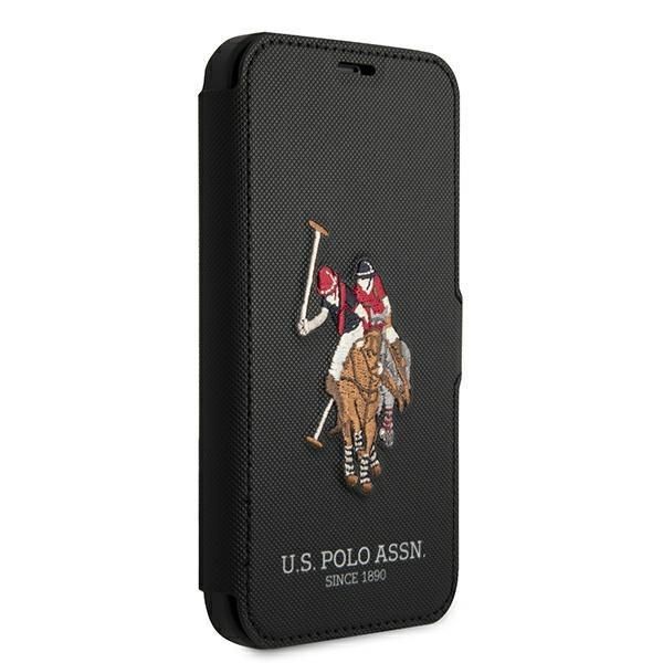 Back panel cover U.S. Polo PU US Polo USFLBKP12SPUGFLBK iPhone 12 mini 5,4" czarny/black book Polo Embroidery Collection