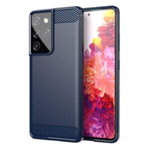 Aizmugurējais vāciņš Hurtel - Carbon Case Flexible Cover TPU Case for Samsung Galaxy S21 Ultra 5G blue 