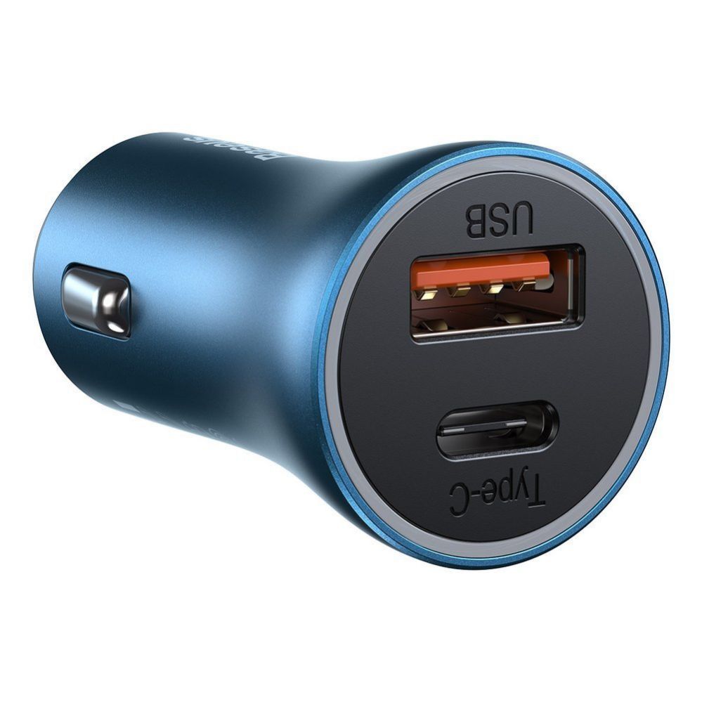Adaptrid Baseus Baseus Golden Contactor Pro fast car charger USB Type C / USB 40 W Power Delivery 3.0 Quick Charge 4+ SCP FCP AFC + USB Type C cable - Lightning blue (TZCCJD-03)