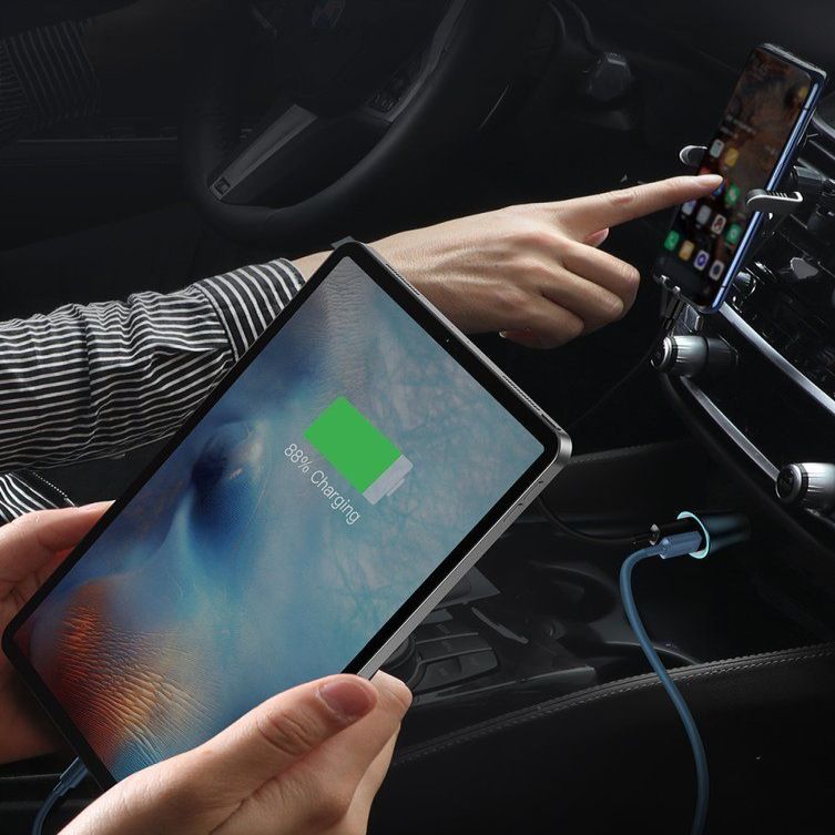 Adaptrid Baseus Baseus Golden Contactor Pro fast car charger USB Type C / USB 40 W Power Delivery 3.0 Quick Charge 4+ SCP FCP AFC + USB Type C cable - Lightning blue (TZCCJD-03)