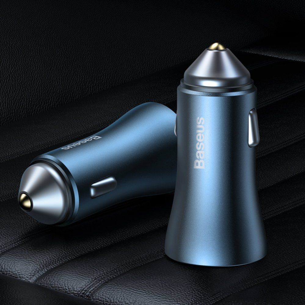 Adaptrid Baseus Baseus Golden Contactor Pro fast car charger USB Type C / USB 40 W Power Delivery 3.0 Quick Charge 4+ SCP FCP AFC + USB Type C cable - Lightning blue (TZCCJD-03)