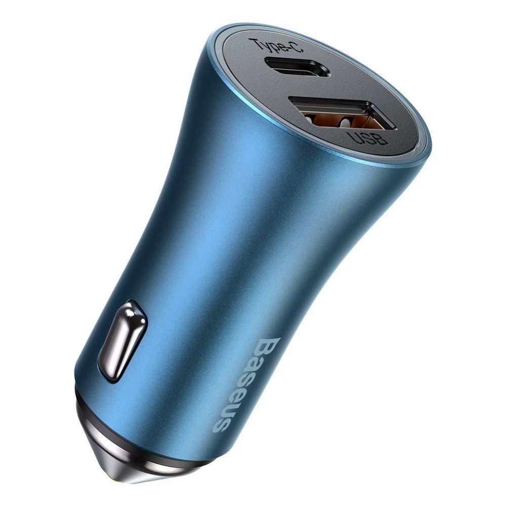 Adaptrid Baseus Baseus Golden Contactor Pro fast car charger USB Type C / USB 40 W Power Delivery 3.0 Quick Charge 4+ SCP FCP AFC + USB Type C cable - Lightning blue (TZCCJD-03)
