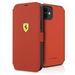 Aizmugurējais vāciņš Ferrari  Ferrari FESPEFLBKP12SRE iPhone 12 mini 5.4" red/red book On Track Perforated