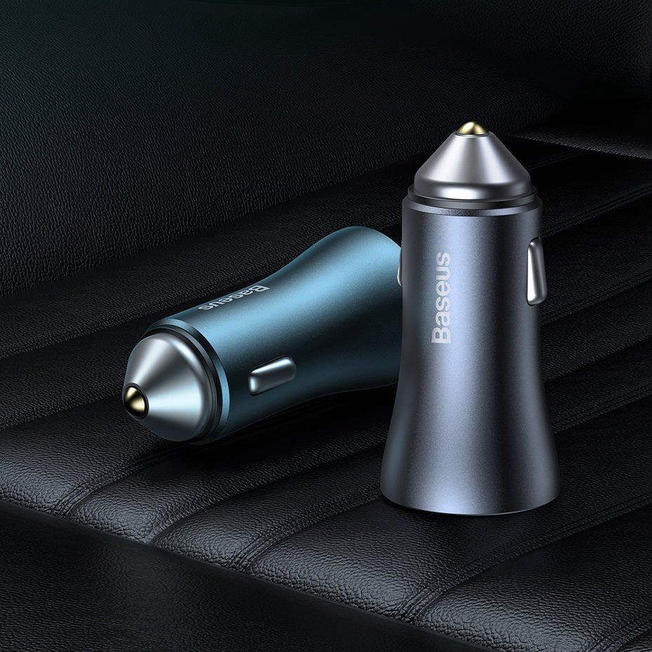 Adapter Baseus Baseus Golden Contactor Pro fast car charger 2x USB 40 W Quick Charge SCP FCP AFC + USB cable - USB Type C gray (TZCCJD-A0G)