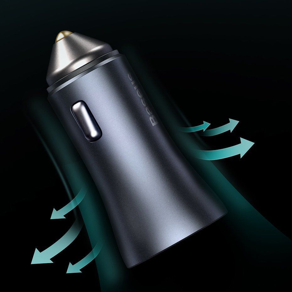 Adapter Baseus Baseus Golden Contactor Pro fast car charger 2x USB 40 W Quick Charge SCP FCP AFC + USB cable - USB Type C gray (TZCCJD-A0G)