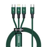 Кабель Baseus  Baseus Rapid Series 3in1 USB-C - USB-C / Lightning / micro USB cable 20W PD 1.5m - green 