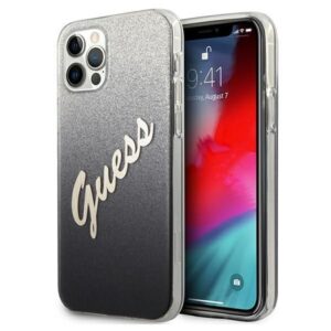 Aizmugurējais vāciņš Guess  Guess GUHCP12MPCUGLSBK iPhone 12/12 Pro 6.1" black/black hardcase Glitter Gradient Script 