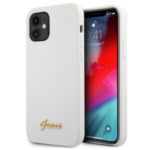 Aizmugurējais vāciņš Guess  Guess GUHCP12SLSLMGWH iPhone 12 mini 5.4" white/white hardcase Metal Logo Script