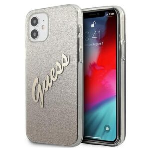Aizmugurējais vāciņš Guess  Guess GUHCP12SPCUGLSGO iPhone 12 mini 5.4" gold/gold hardcase Glitter Gradient Script 