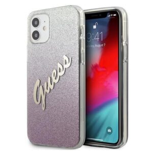 Aizmugurējais vāciņš Guess  Guess GUHCP12SPCUGLSPI iPhone 12 mini 5.4" pink/pink hardcase Glitter Gradient Script 
