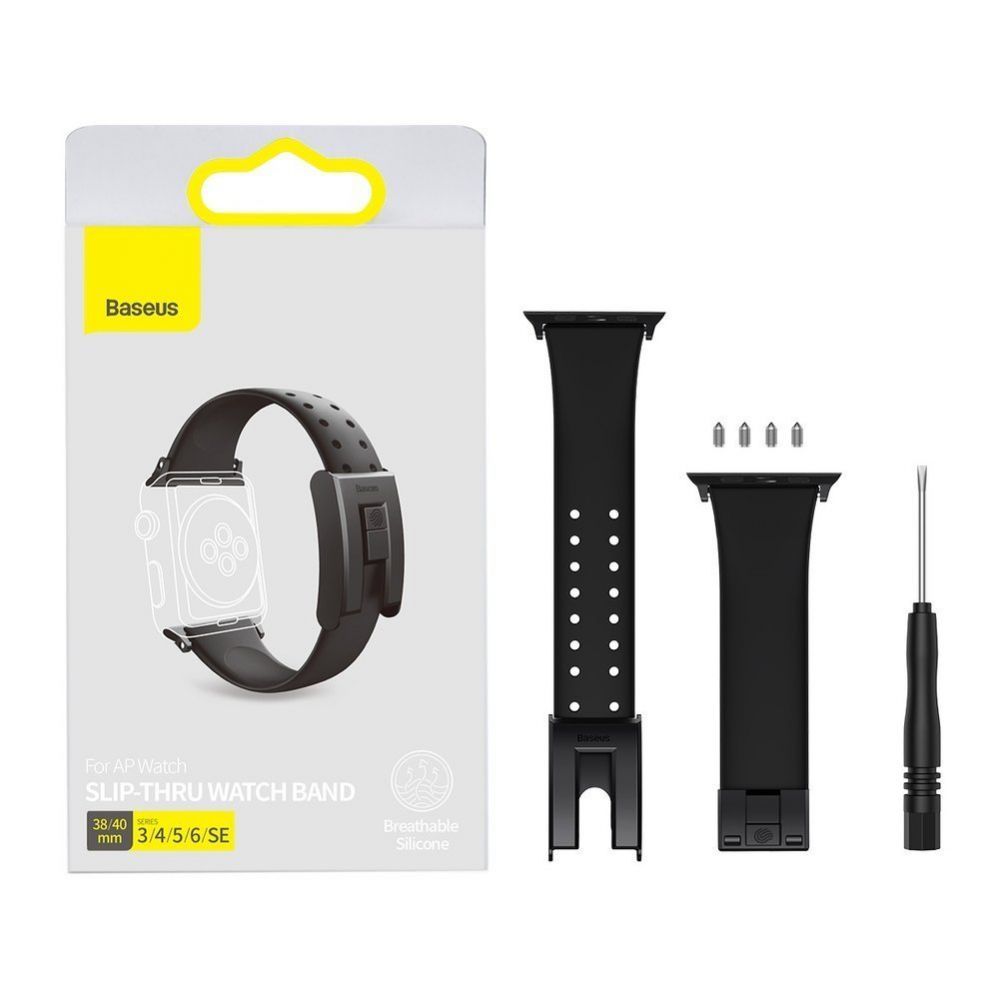 Tagakaaned Baseus Baseus Slip-Thru strap band bracelet for Apple Watch 3/4/5/6/SE 38mm/40mm black (LBWSE-01)