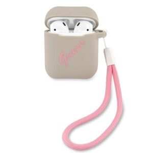 Aizmugurējais vāciņš Guess  Guess GUACA2LSVSGP AirPods cover gray pink/grey pink Silicone Vintage 