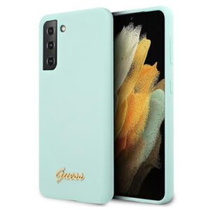 Aizmugurējais vāciņš Guess  Guess GUHCS21MLSLMGLB S21+ G996 blue/blue hardcase Silicone Script Metal Logo
