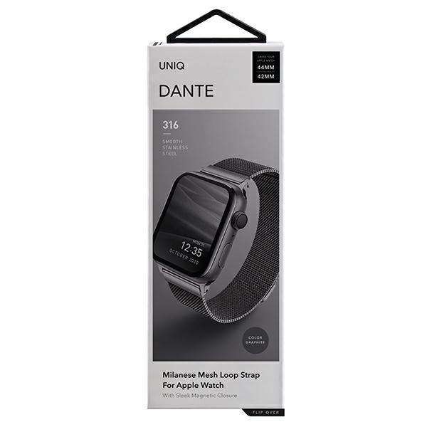 Back panel cover UNIQ Uniq Dante Stainless Steel strap for Apple Watch 1/2/3/4/5/6/7/8/SE/SE2 42/44/45mm - graphite