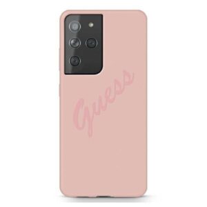 Aizmugurējais vāciņš Guess  Guess GUHCS21LLSVSPI S21 Ultra G998 pink/pink hardcase Script Vintage