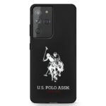 Back panel cover U.S. Polo PU  US Polo USHCS21LSLHRBK S21 Ultra G998 czarny/black Silicone Logo 
