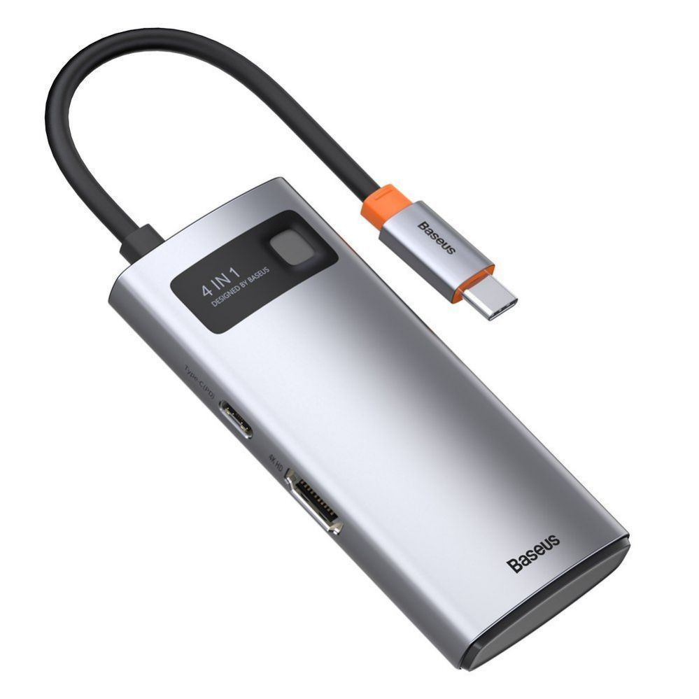 Adapteris Baseus Baseus Metal Gleam 4in1 multifunctional HUB USB Type C - USB Type C Power Delivery 100 W / HDMI 4K 30 Hz / 1x USB 3.2 Gen 1 / 1x USB 2.0 (CAHUB-CY0G)