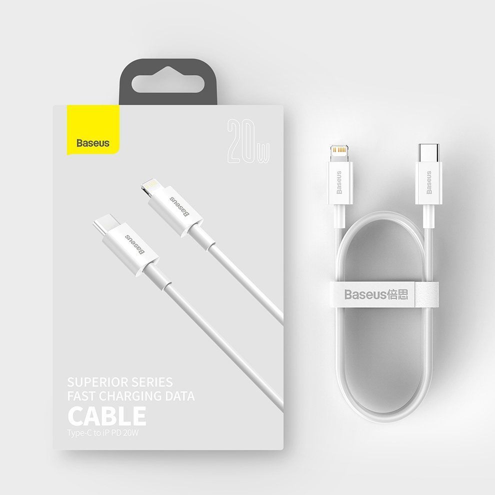 Kabelis Baseus Baseus Superior Series USB-C / Lightning PD 20W 1 m cable - white