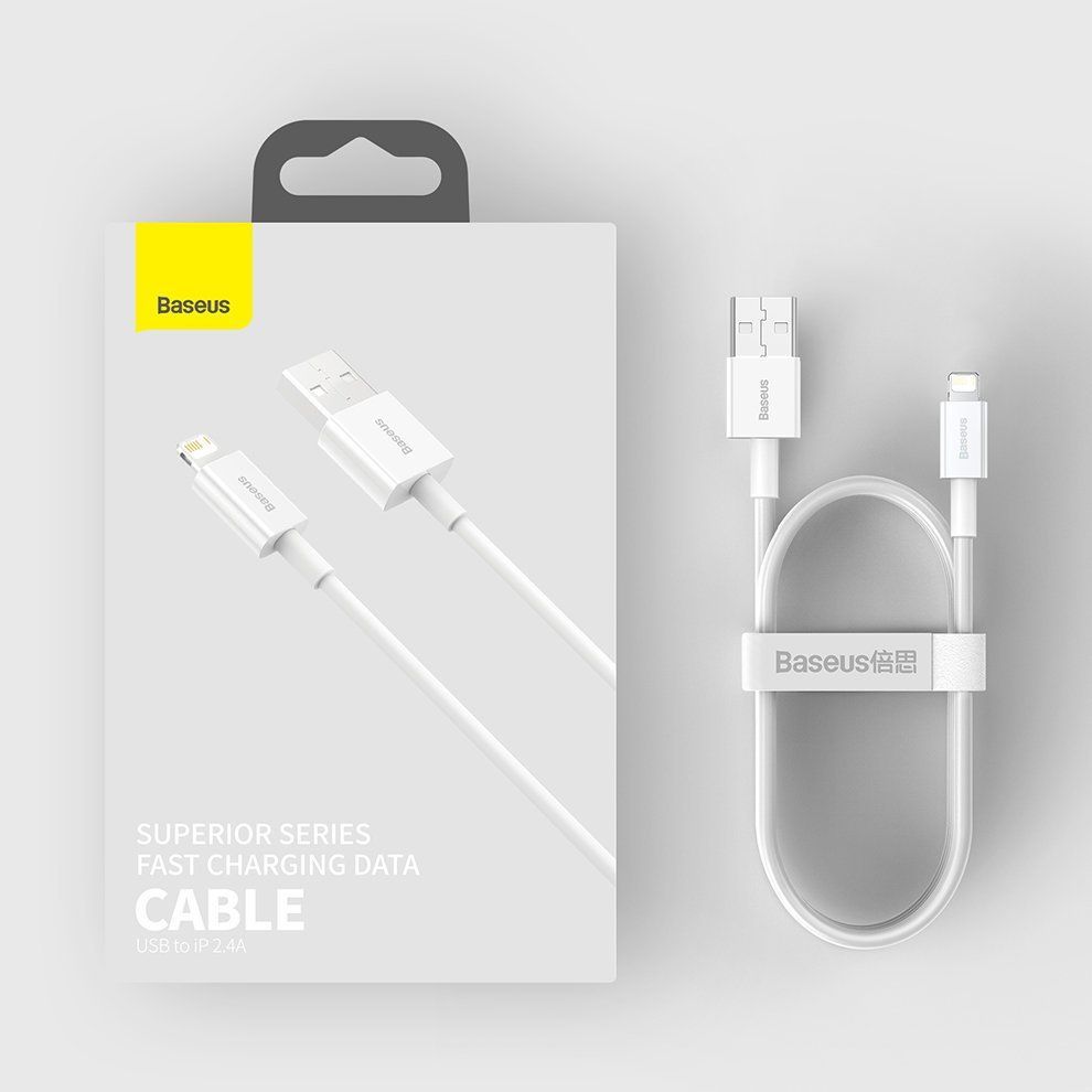 Kabelis Baseus Baseus Superior USB - Lightning cable 2.4A 1.5 m White (CALYS-B02) White