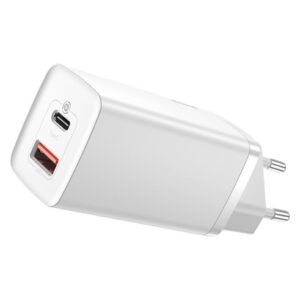Adapteris Baseus  Baseus GaN2 Lite fast charger 65W USB / USB Type C Quick Charge 3.0 Power Delivery (gallium nitride) white (CCGAN2L-B02)