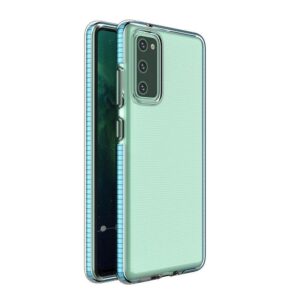 Nugarėlės dėklai Hurtel  Spring Case clear TPU gel protective cover with colorful frame for Samsung Galaxy A72 4G light blue 