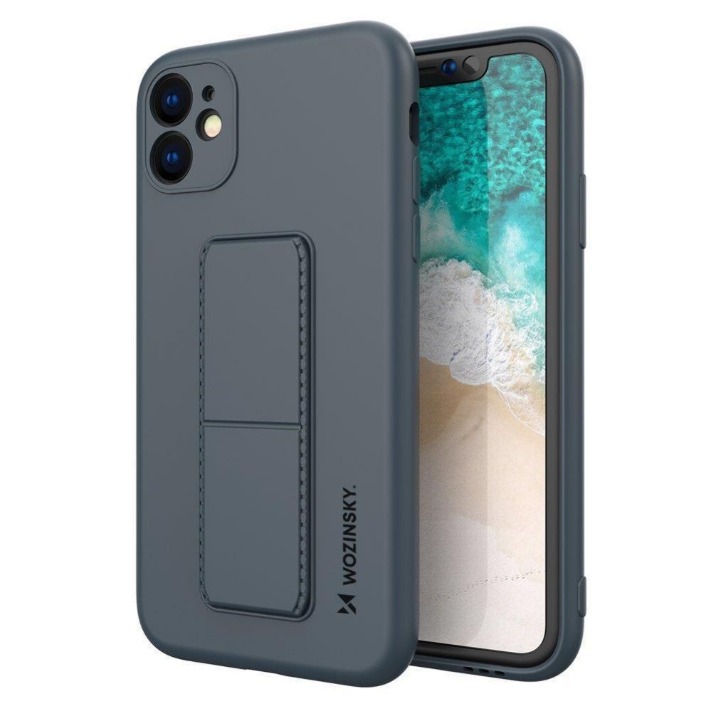 Back panel cover Wozinsky Wozinsky Kickstand Case silicone case with stand for iPhone 11 Pro navy blue